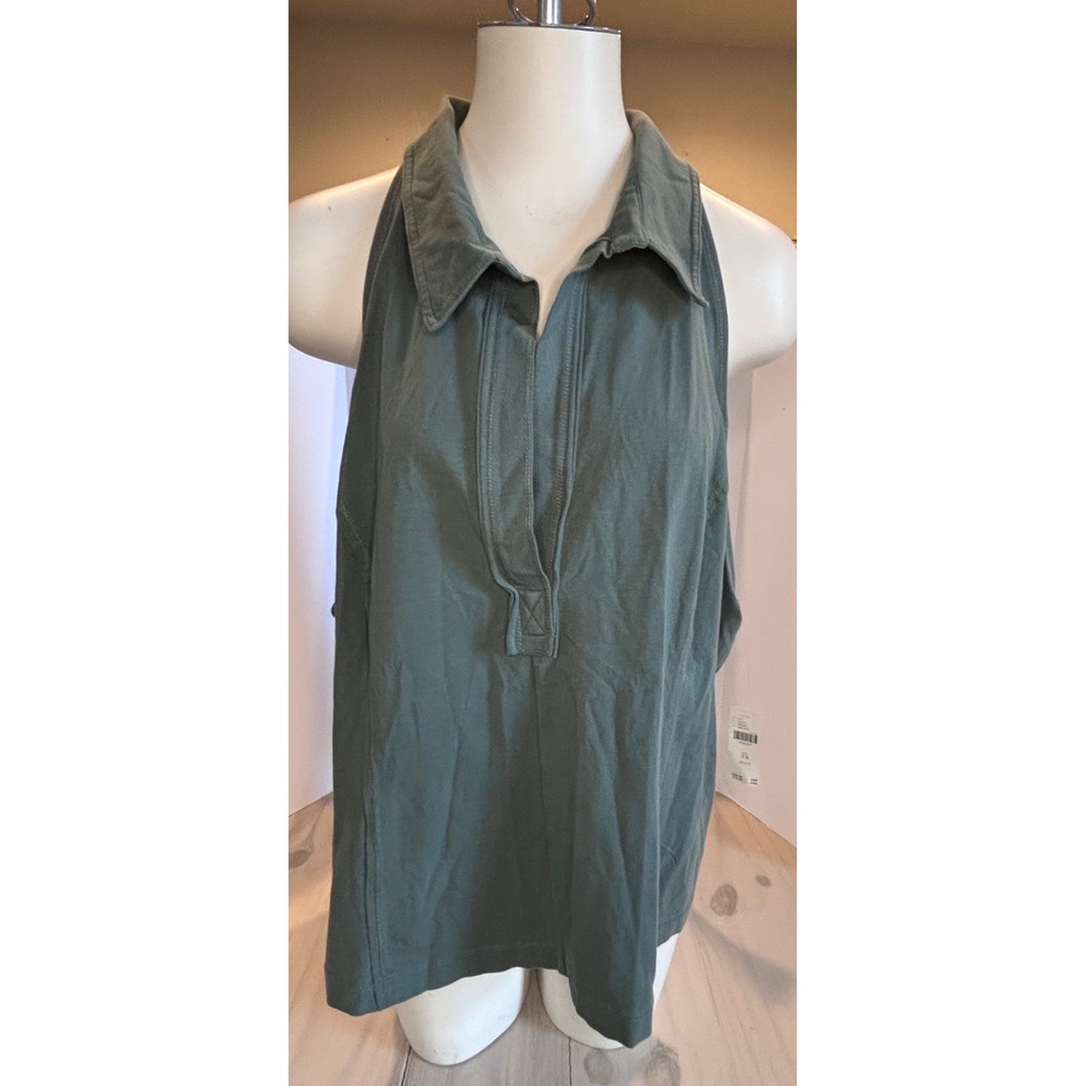 Pilcro Reworked Halter Tank Anthropologie Plus Women 3X Green Collared NEW Polo